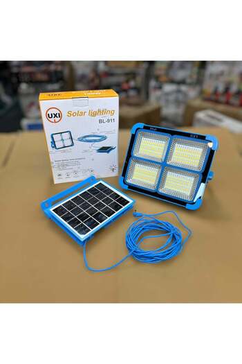 Generic UXI BL-911 Solar Flood Light | Portable LED Emergency Light with Panel & USB Charging