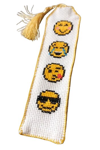 Uretti - Sibel 2453 6623 Handmade Fun Emoji Cross Stitch Bookmark
