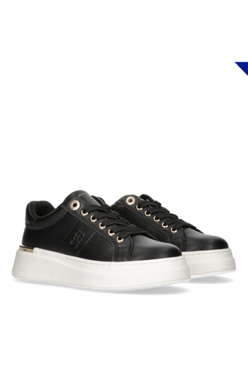 Tommy Hilfiger Girls Black Low Cut Lace-Up Sneakers