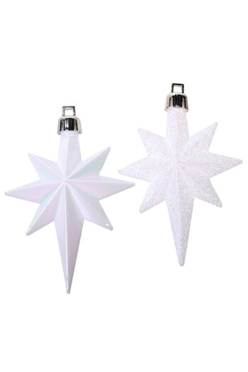 OEM Set of 16 white Christmas star-shaped baubles, 8 cm
