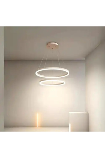 LED CONCEPT Lustra LED cu 3 tipuri de lumina si telecomanda, alba, rotunda, 120W, dimabila, 60x60x120cm