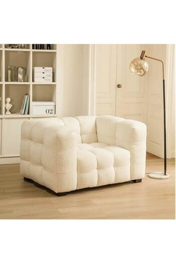 MAPLE HOME DECORATION Luxury Luxe Fleece Fabric Cloud-Shaped Sofa Chair Set - Overstuffed Multifunctional Sofa for Living