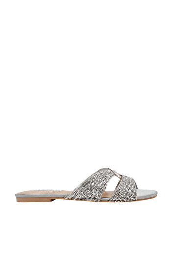 Steve Madden Womens Musa Silver Flat Sandals