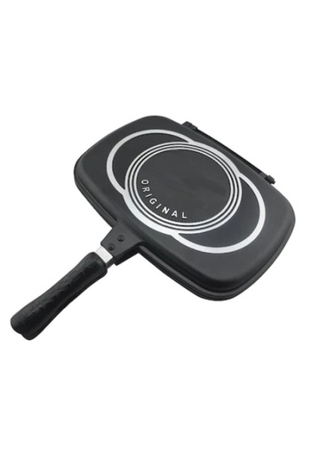 FOXMAG24 Double grill pan, non-stick interior, bakelite handles, made of aluminum, black