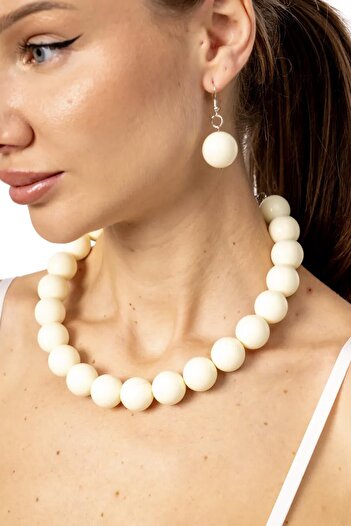 New Obsessions Large Beaded Necklace Earring Set - 20mm Beaded
