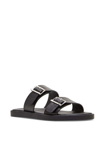 Steve Madden Mens Gritty Black Leather Arabic Sandals