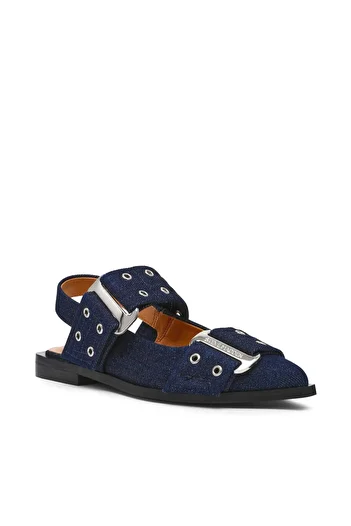 Steve Madden Womens Grand Ave Blue Denim Ballet Flats
