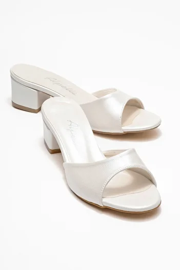 ALPELLİByAlp Women's Single Strap Daily Short Heeled Slippers