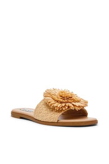 Steve Madden Womens Karaoke Tan Raffia Flat Sandals
