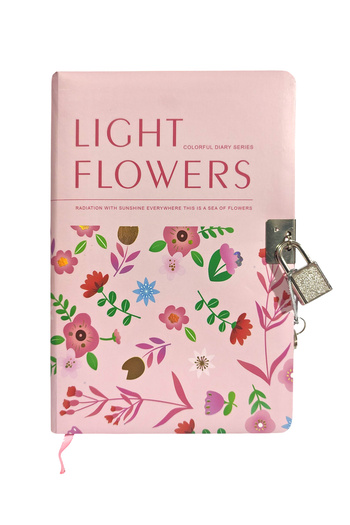 Limmy Flowers Memory Book (Daily) Locked Notebook 80 Sheets - Pink