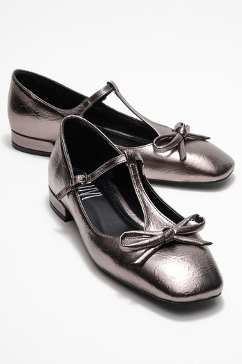 LuviShoes Lorena Platinum Bow Women's Ballerina Shoes
