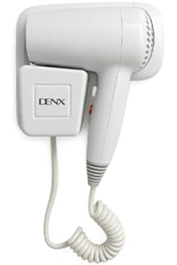 Generic Hair Dryer DENX DX1398, 1250W, Wall-Mounted, Spring Cable 220cm, 3 Speeds, Low Noise, White