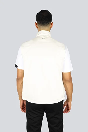 PAUL&SHARK Men's Double Sided Stand Collar Zippered Beige Vest 14312604-782