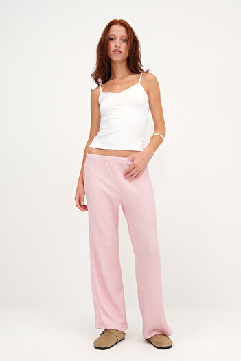Addax Textured Trousers with Elastic Waist Pn0546-L6