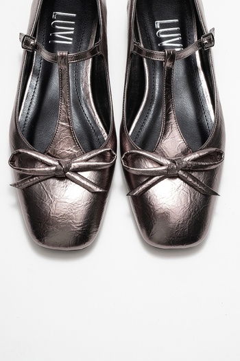 LuviShoes Lorena Platinum Bow Women's Ballerina Shoes