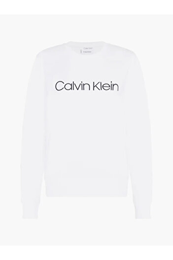 Calvin Klein CORE LOGO LS SWEATSH Kadın Beyaz Sweatshirt