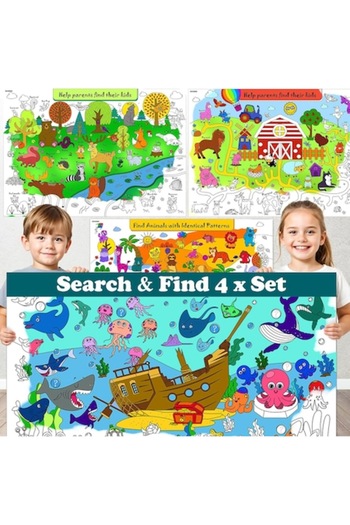 OEM Set 4 coloring posters, 103x72 cm with themes Farm, Forest, Zoo