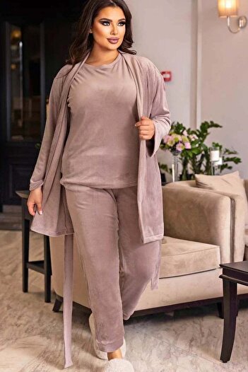 Bigsize Women's plus size 3-piece velvet tracksuit 8073-24