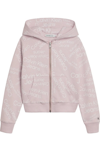 Calvin Klein STACKED LOGO AOP ZIP Kadın Pembe Sweatshirt