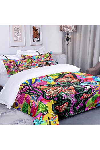 Eviermilaa Bed linen duvet cover 155x220 cm, 1 pillowcase 80x80 cm mushroom print