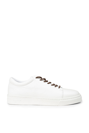 Deery Men's Genuine Leather White Sneaker Shoes