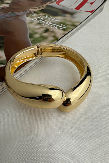 Modex Special Series Gold Color Shiny Drop Model Handcuff Bracelet (Inner Diameter: 6cm)
