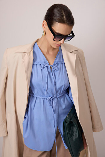 Touché Privé Büzgü Detail Poplin Kimono