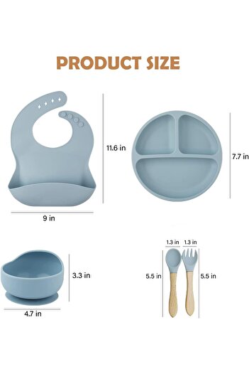 erorex Baby Feeding Set 5 Pcs Baby Weaning Set Baby Silicone Tableware Baby Plate Suction Cup Divider Baby
