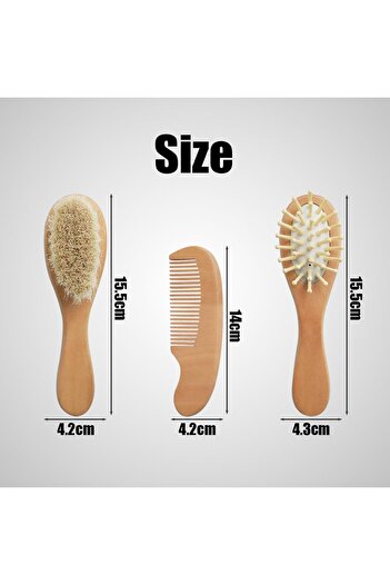erorex 1 Wooden Wool Brush 1 Air Bag Comb 1 Flat Comb Baby Hair Care Set Newborn Products Soft Brush Bath
