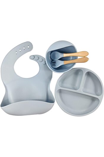 erorex Baby Feeding Set 5 Pcs Baby Weaning Set Baby Silicone Tableware Baby Plate Suction Cup Divider Baby
