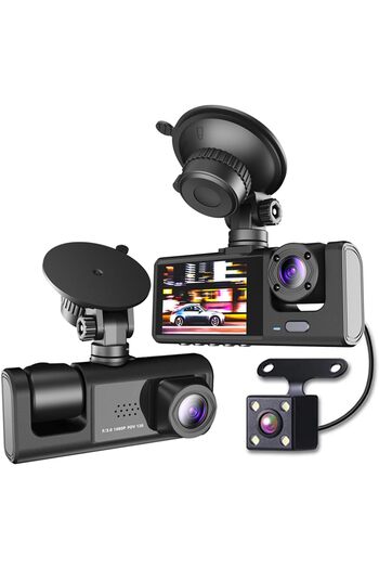 erorex Linjie Dash Cam 1080P Fhd | Driving Recorder 3 Channel Wifi | Wide-Angle & Night Vision | G-Sensor