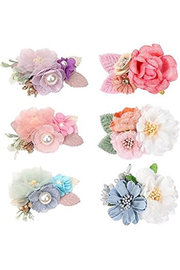 erorex Flower Hair Clip Set Baby Girls 6Pcs Delicate Floral Barrettes Hair Care Hair Bands Accessories