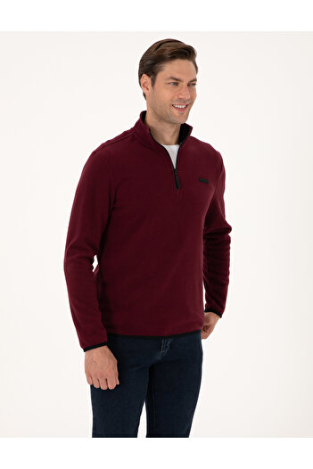 Pierre Cardin Bordo Regular Fit Yarım Fermuarlı Polar Sweatshirt 50314056-VR014