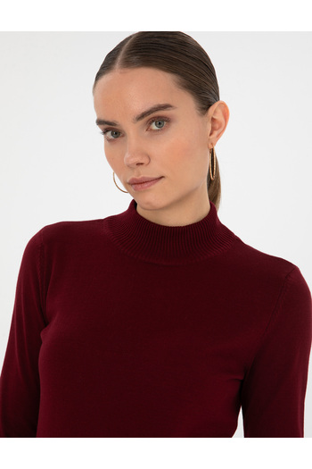 Pierre Cardin Vişne Slim Fit Half Turtleneck Basic Sweater 50315768-Vr223
