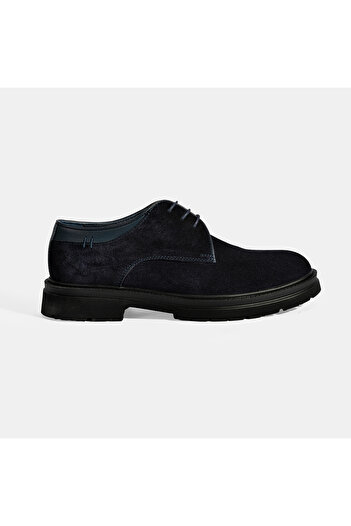 Desa Men's Navy Blue Lace-Up Suede Casual Shoes