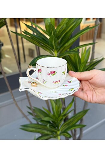 Onedekor Set of 6 Pearl Flower Porcelain Coffee Cups