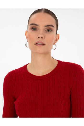 Pierre Cardin Red Ex. Slim Fit Knitted Patterned Sweater 50316334-Vr030