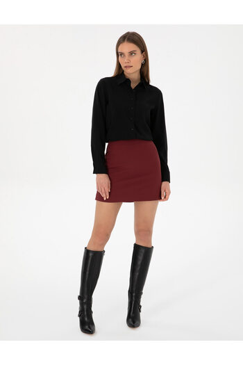 Pierre Cardin Burgundy A-Line Woven Skirt 50318251-Vr014