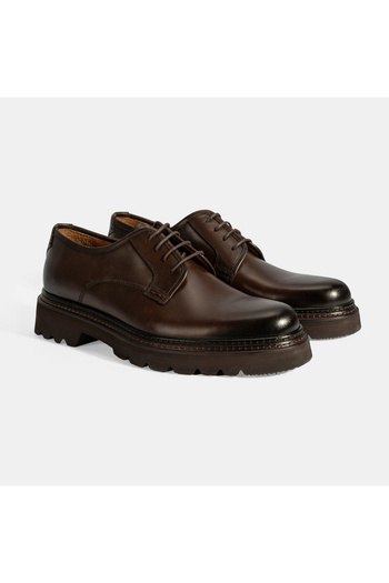 Desa Men's Brown Lace-Up Casual Leather Shoes