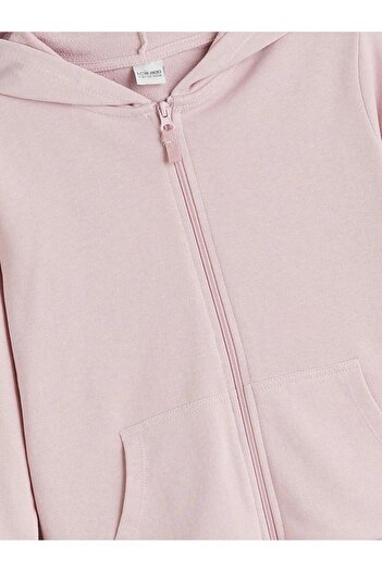 LC Waikiki Lcw Kids Hooded Basic Long Sleeve Girl's Zippered Sweatshirt (W5)