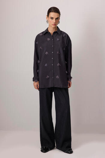 Touché Privé Tulle Flower Embroidered Shirt