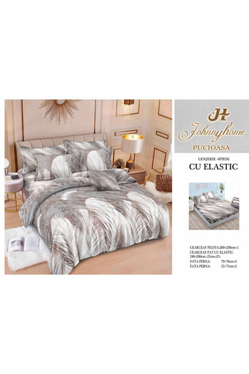 FIONNA.RO Finet Bed Linen With Elastic - Grey With Feathers