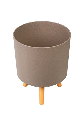 SGTT Ghiveci de flori din plastic cu 3 picioare, CoffePowder, capacitate 7,75 litri, 24,5x31 cm