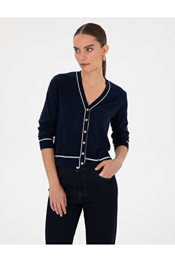 Pierre Cardin Lacivert Slim Fit Triko Hırka 50316344-VR033