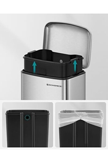 STOREMAX Polysight 30L Steel Pedal Bin with Inner Waste Bin and Lid Soft Close Airtight Kitchen