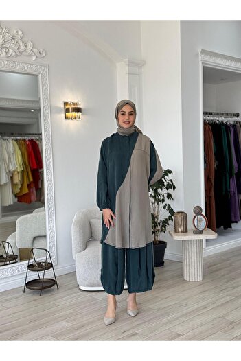 MissWhence İki Renkli Gömlek Zümrüt-Taş 37315