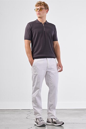 Dufy White Side Pocket Straight Regular Fit Men's Trousers