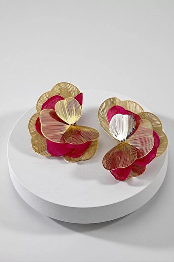 CAŞ DEKORASYON Gold Color Design Earrings (Pair)