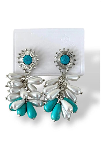 CAŞ DEKORASYON Silver Color Pearl Dangle Earrings (Pair)