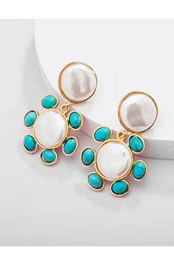 CAŞ DEKORASYON Gold Color Pearl Earrings (Pair)
